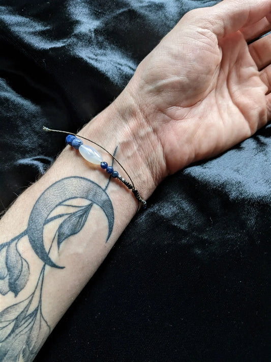 Bracelet réglable agates et sodalites - Aurore Lune