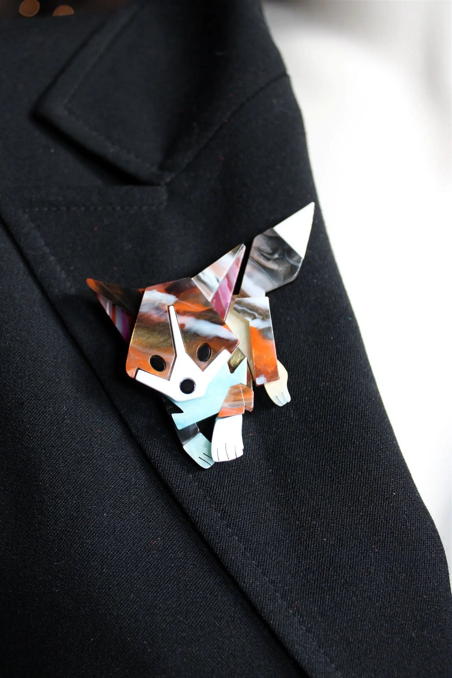 COLLECTION RENARDS Broche acrylique - Aurore Lune