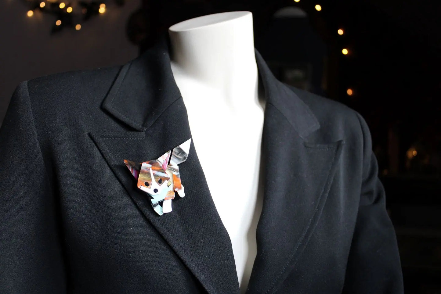 COLLECTION RENARDS Broche acrylique - Aurore Lune