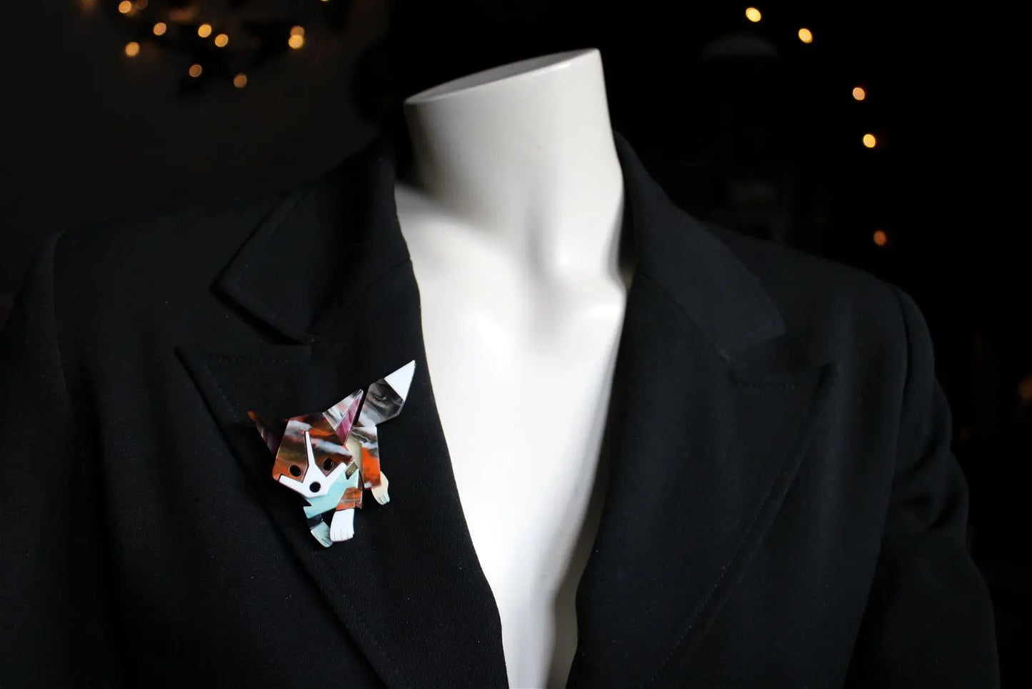 COLLECTION RENARDS Broche acrylique - Aurore Lune