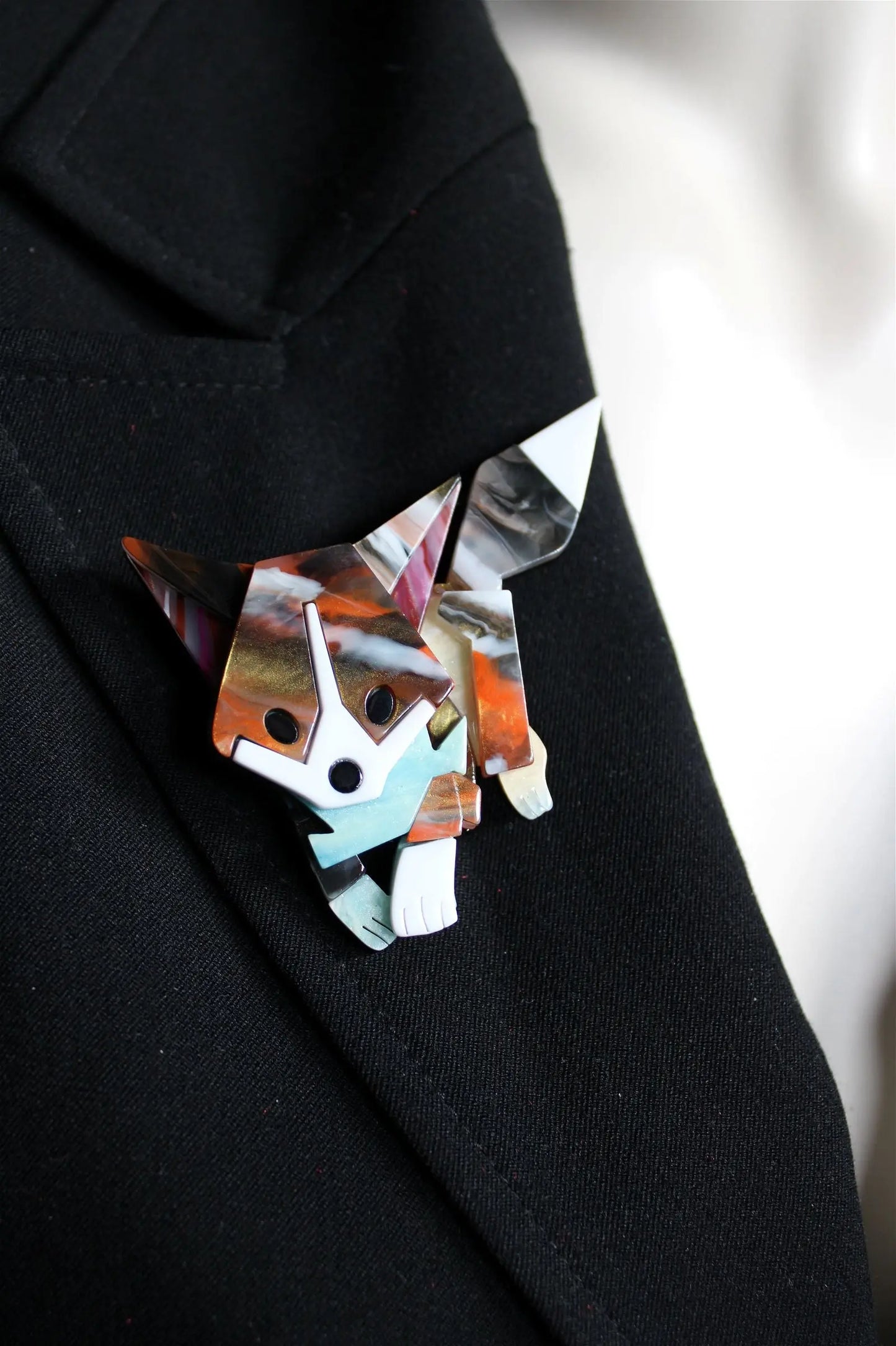 COLLECTION RENARDS Broche acrylique - Aurore Lune