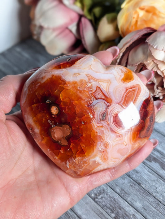 Cœur en cornaline - Aurore Lune