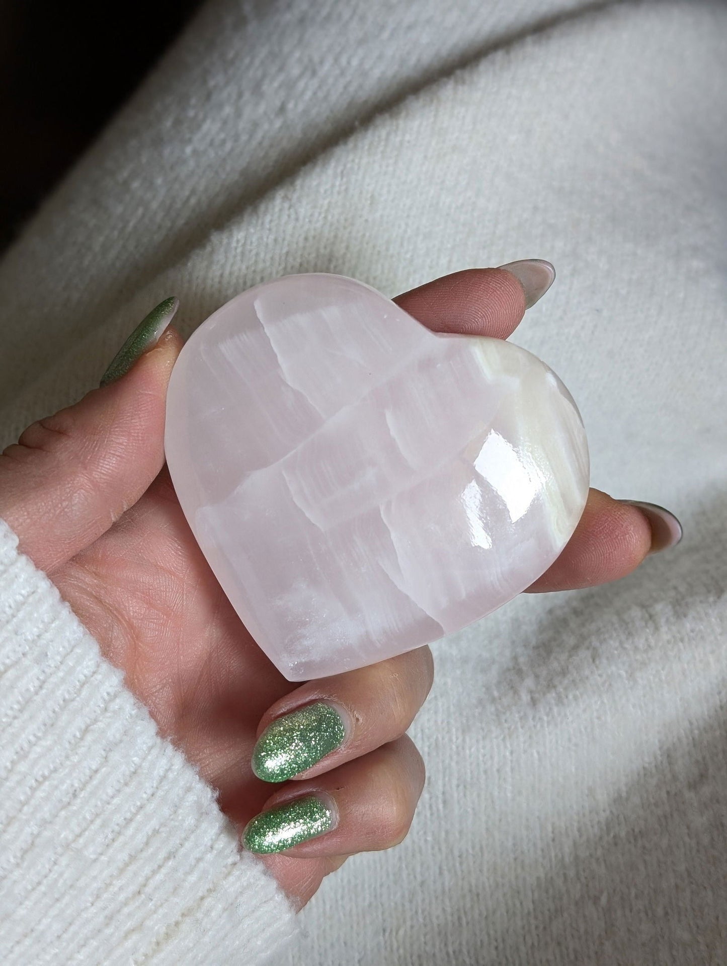 Coeur en manganocalcite - Aurore Lune