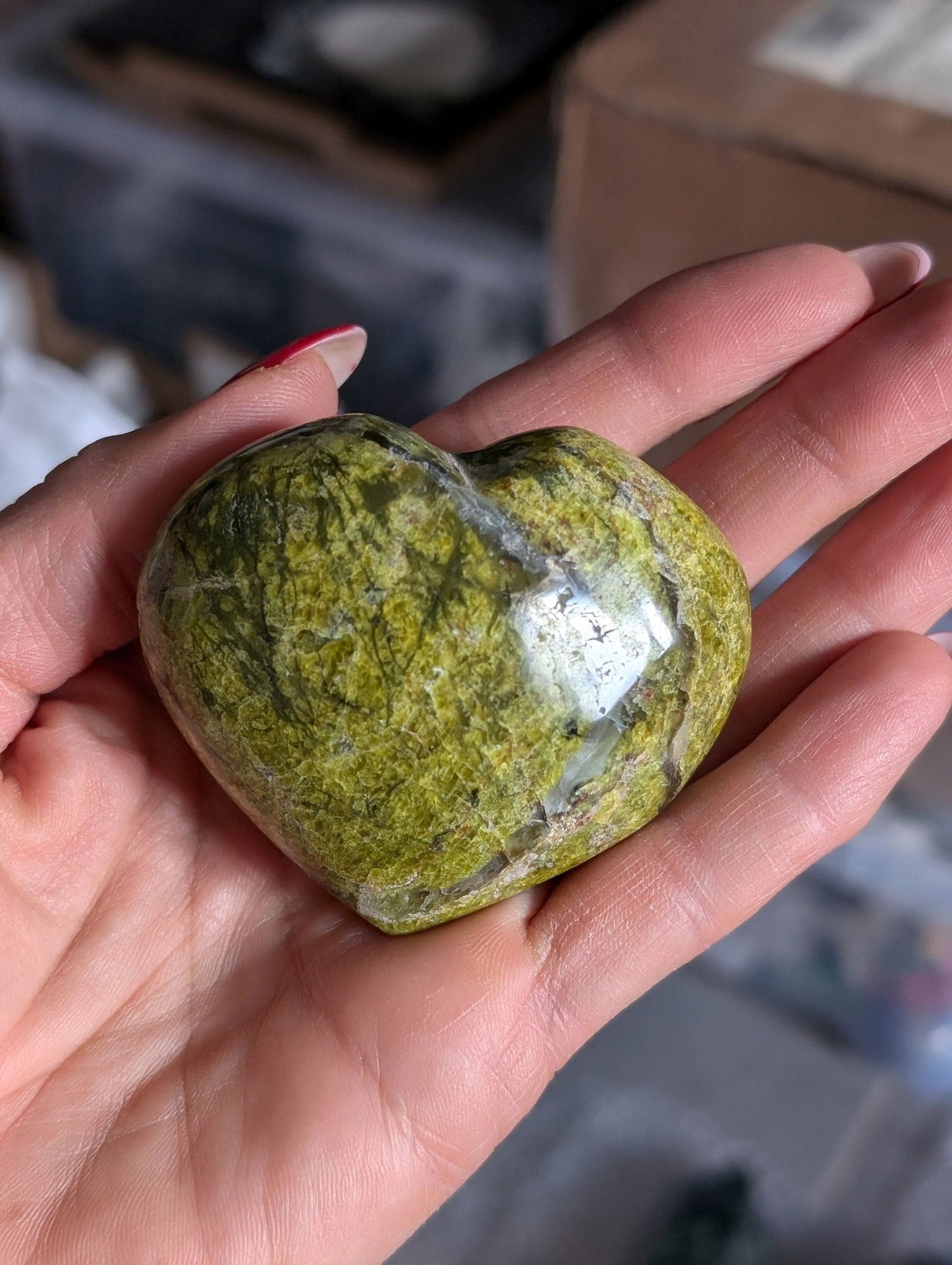 Coeur en opale verte - Aurore Lune