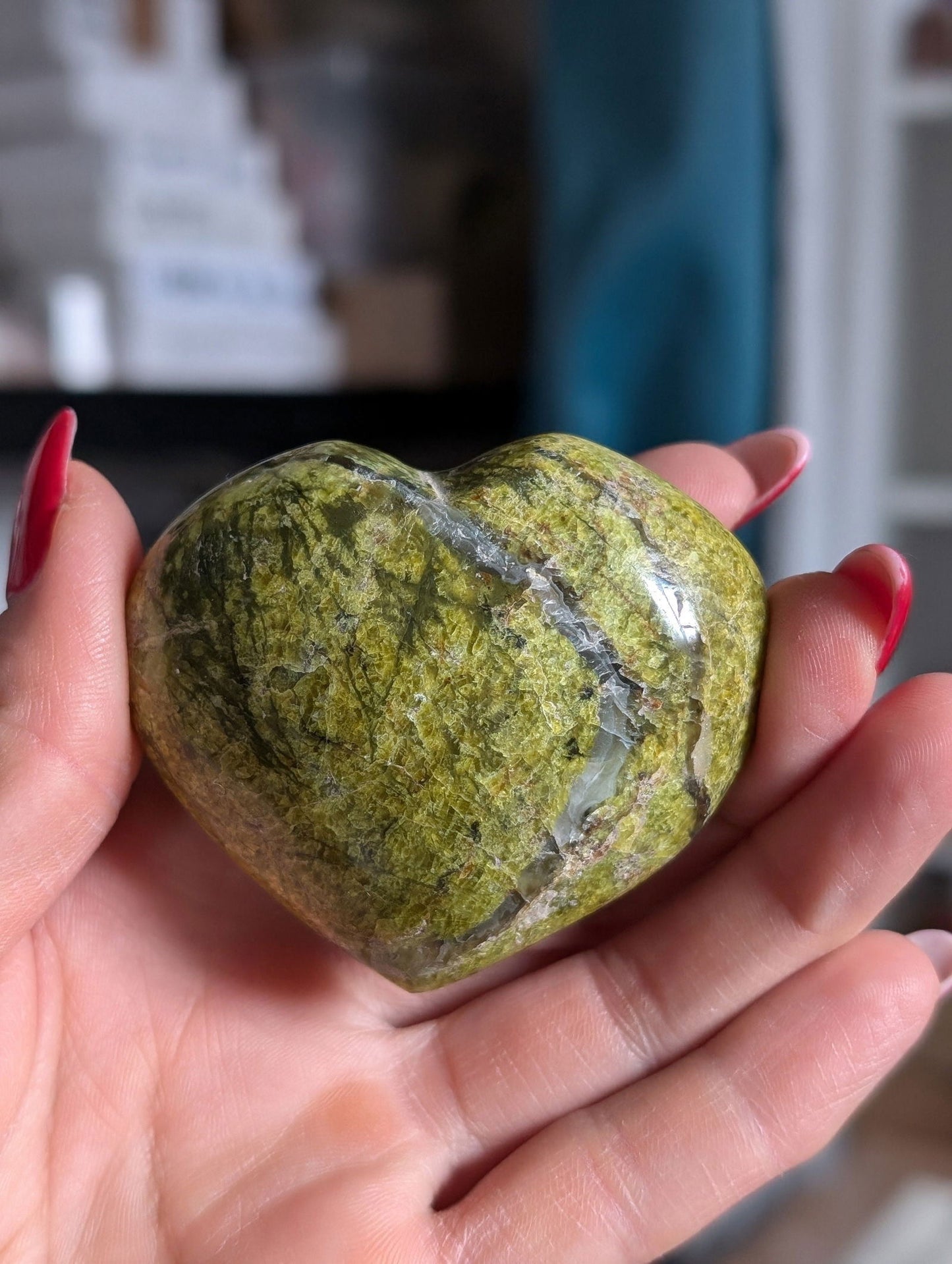 Coeur en opale verte - Aurore Lune