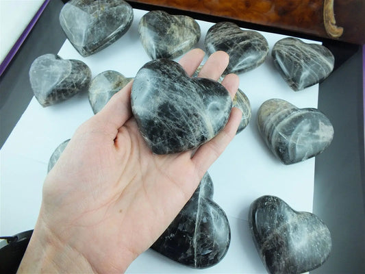Coeurs pierre de lune noire au choix - colis - Aurore Lune