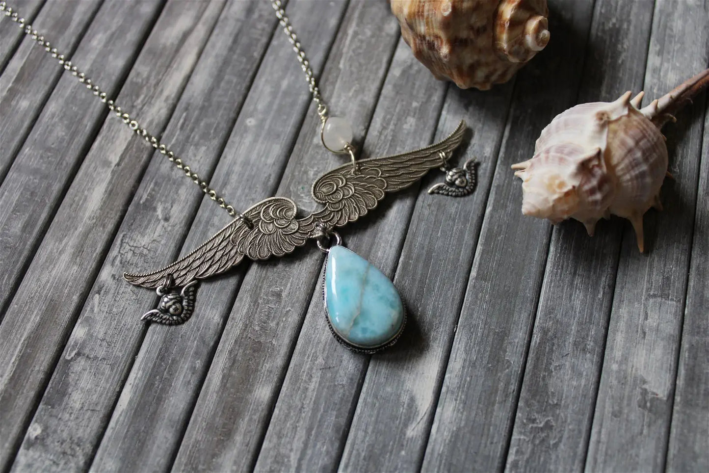 Collier Angélique avec larimar - Aurore Lune