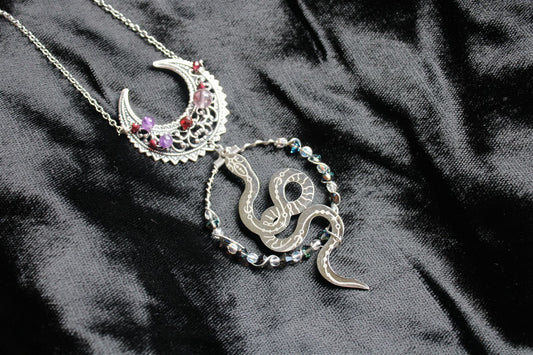 Collier Serpent et Améthyste Grenats * Etoile Sensuelle * - Aurore Lune
