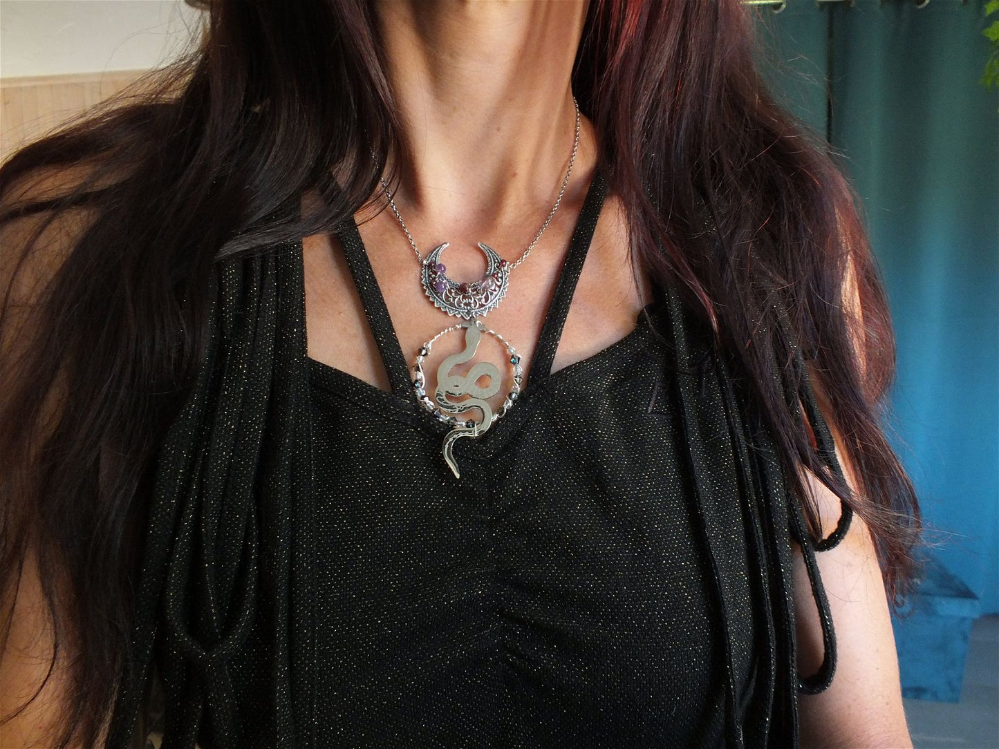 Collier Serpent et Améthyste Grenats * Etoile Sensuelle * - Aurore Lune