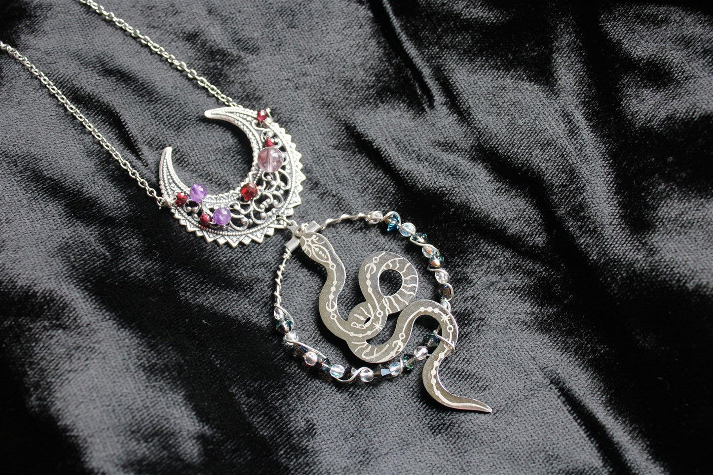 Collier Serpent et Améthyste Grenats * Etoile Sensuelle * - Aurore Lune