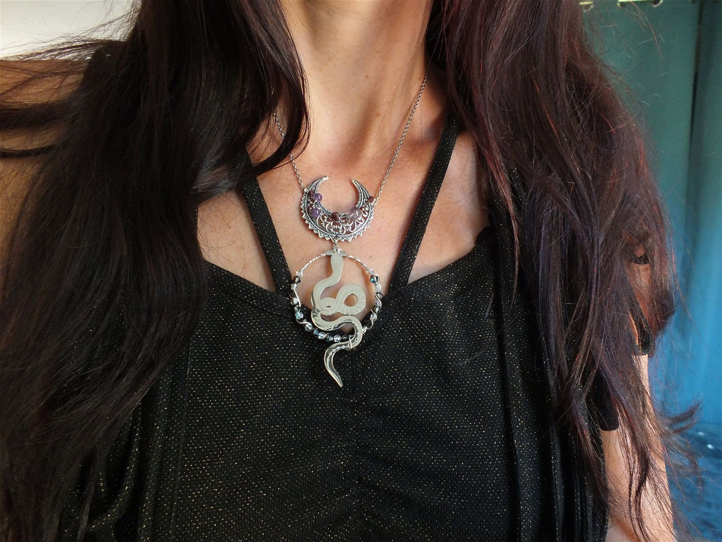 Collier Serpent et Améthyste Grenats * Etoile Sensuelle * - Aurore Lune