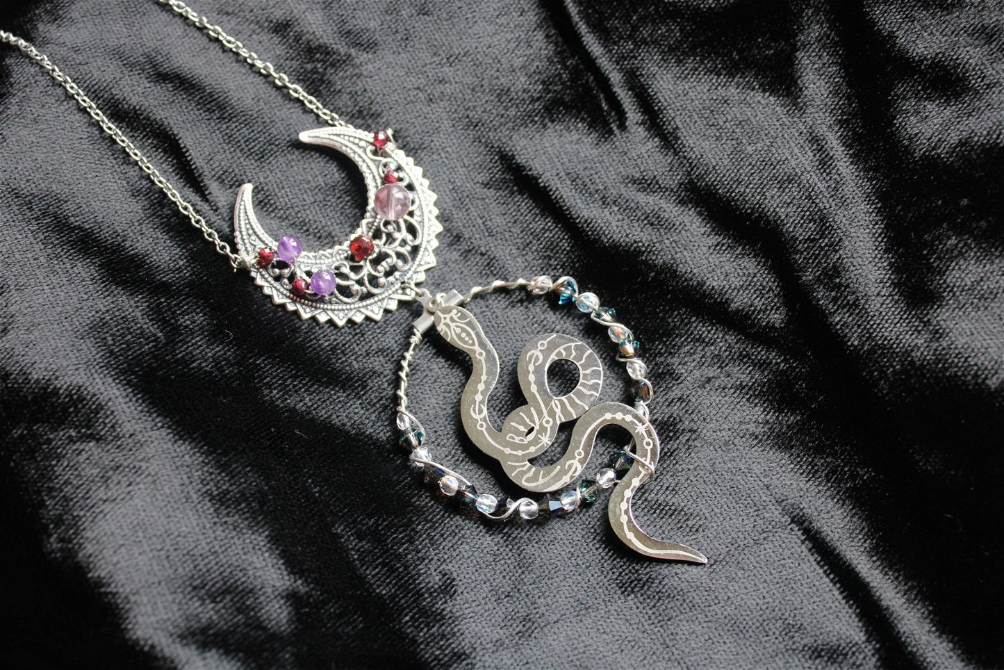 Collier Serpent et Améthyste Grenats * Etoile Sensuelle * - Aurore Lune