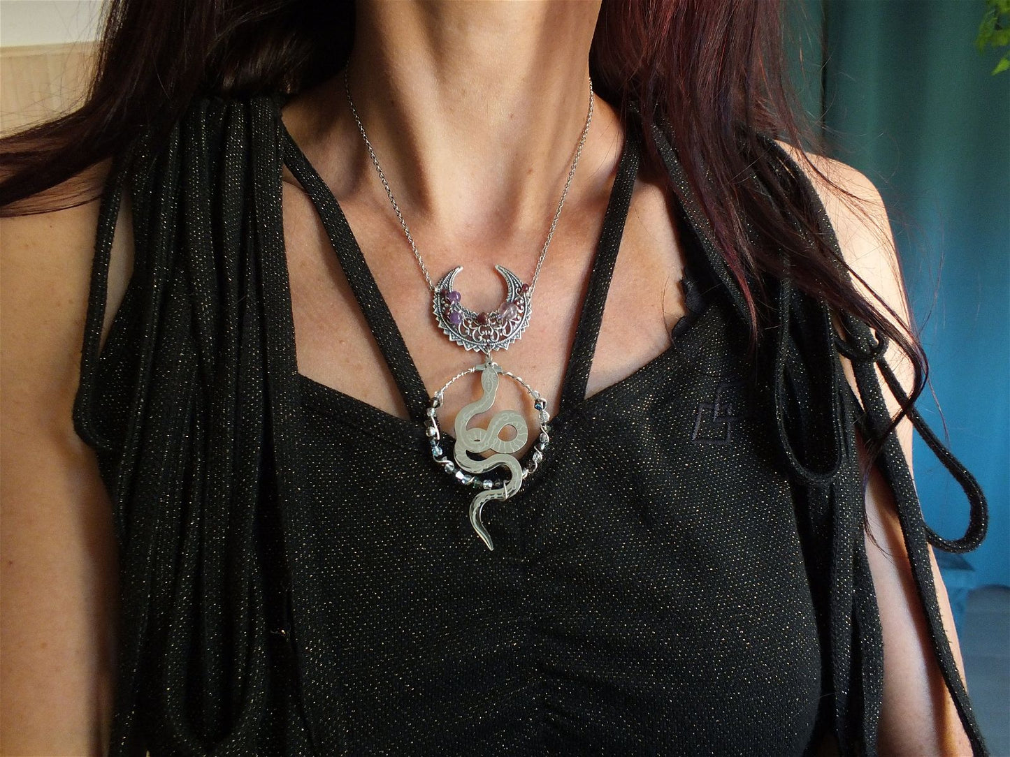 Collier Serpent et Améthyste Grenats * Etoile Sensuelle * - Aurore Lune