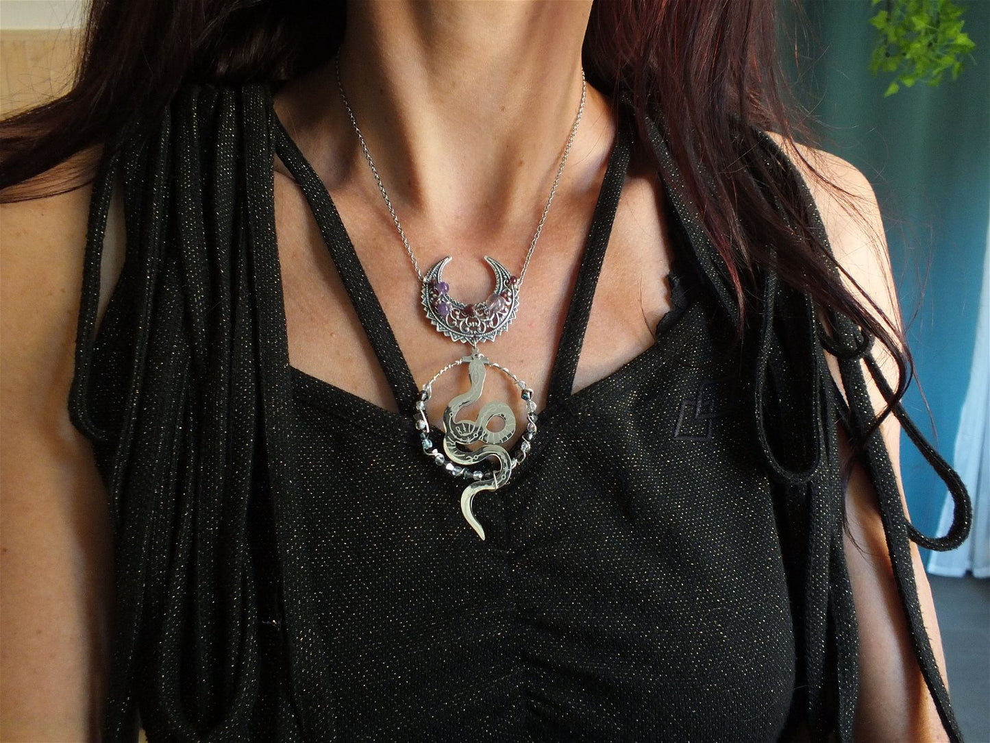 Collier Serpent et Améthyste Grenats * Etoile Sensuelle * - Aurore Lune