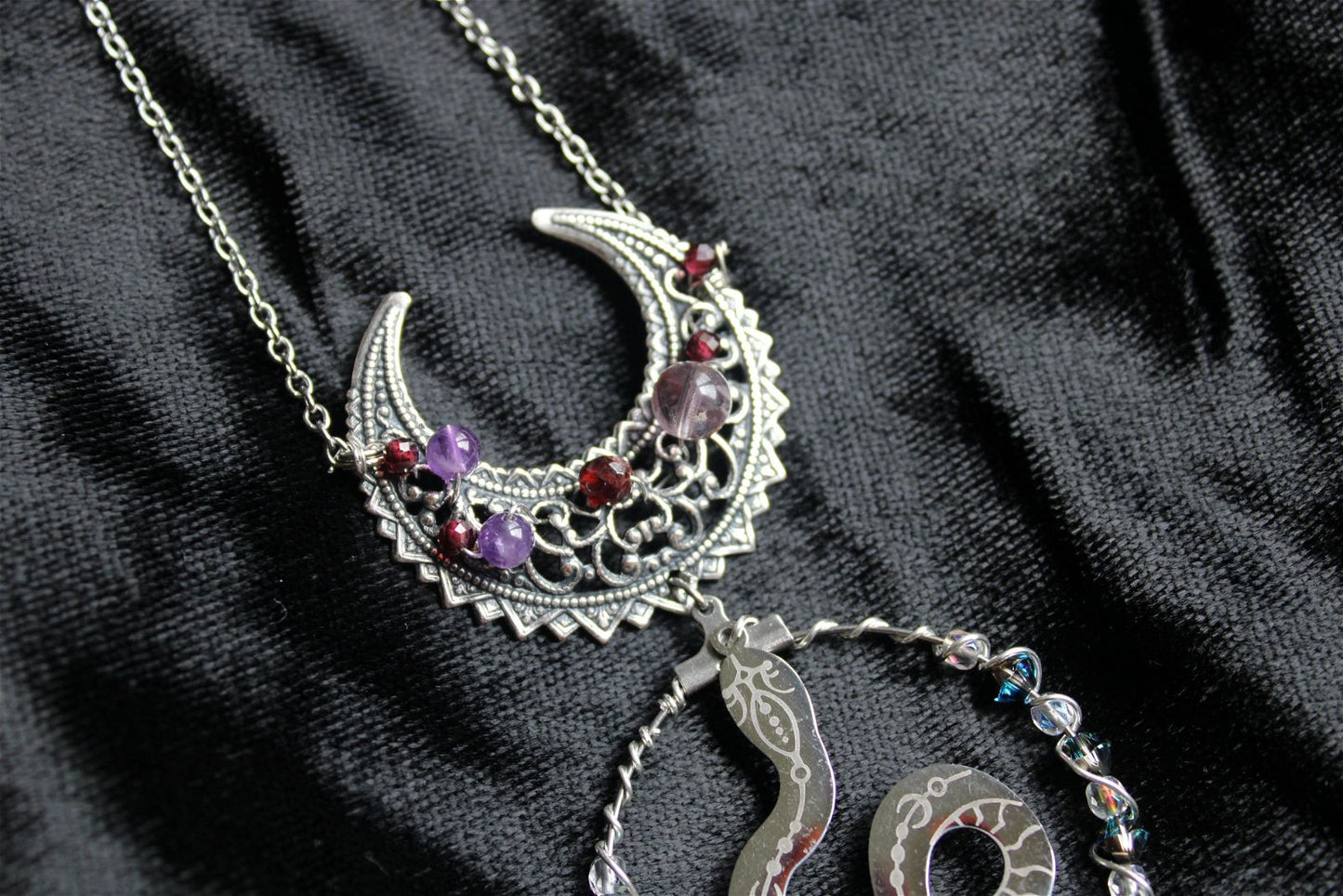 Collier Serpent et Améthyste Grenats * Etoile Sensuelle * - Aurore Lune