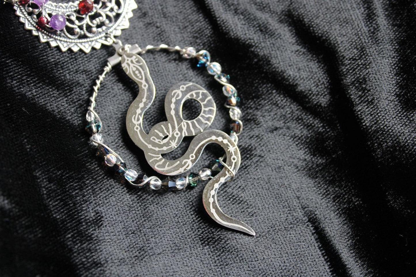 Collier Serpent et Améthyste Grenats * Etoile Sensuelle * - Aurore Lune