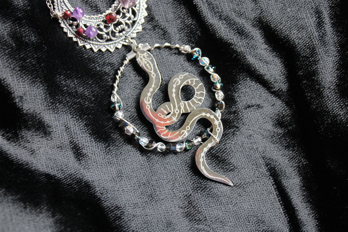 Collier Serpent et Améthyste Grenats * Etoile Sensuelle * - Aurore Lune