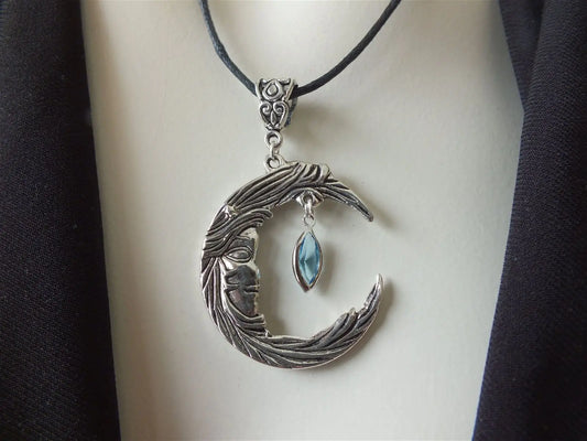 Collier Swarovski bleu sur Lune - Aurore Lune