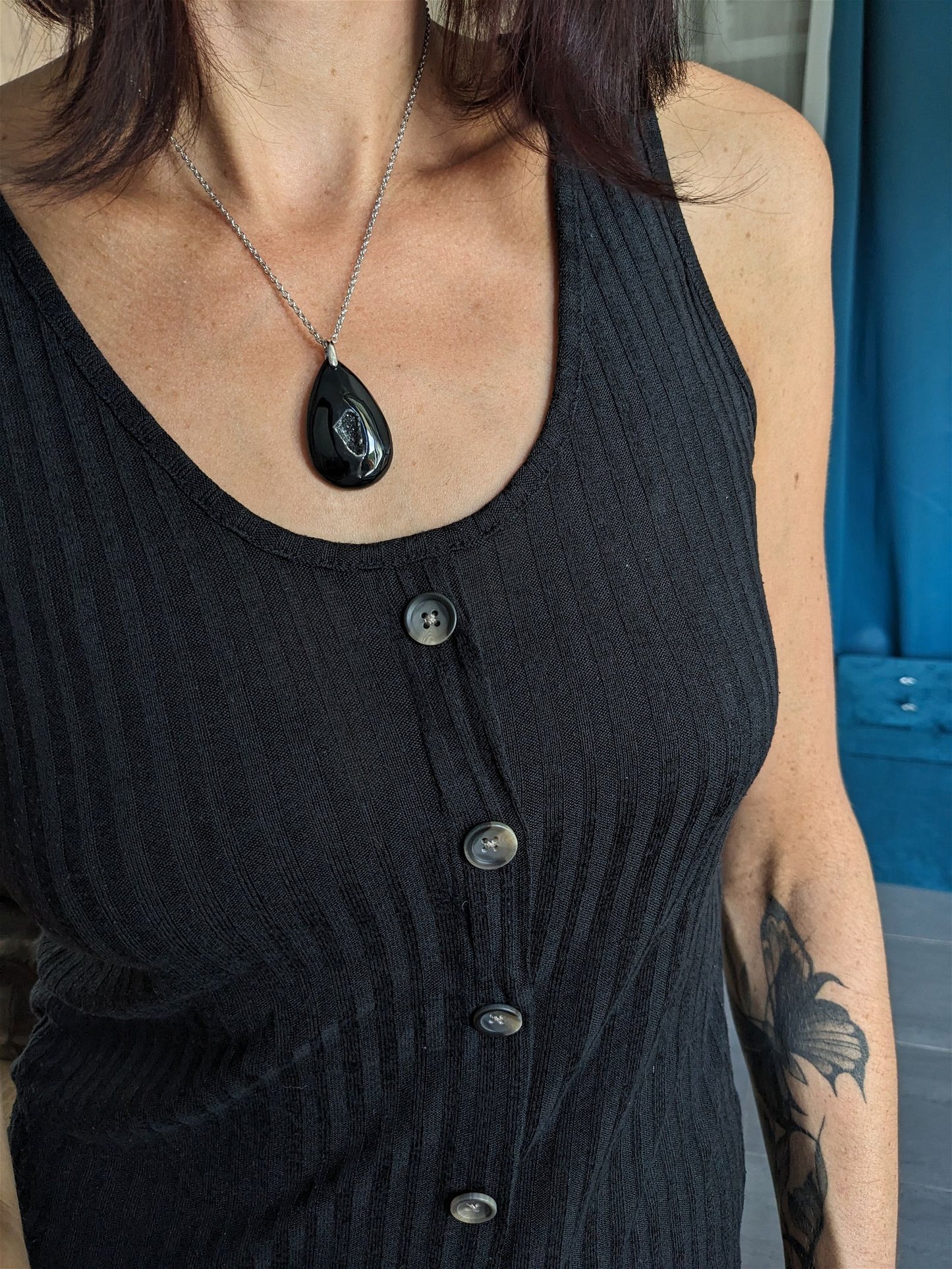 Collier agate noire - Aurore Lune