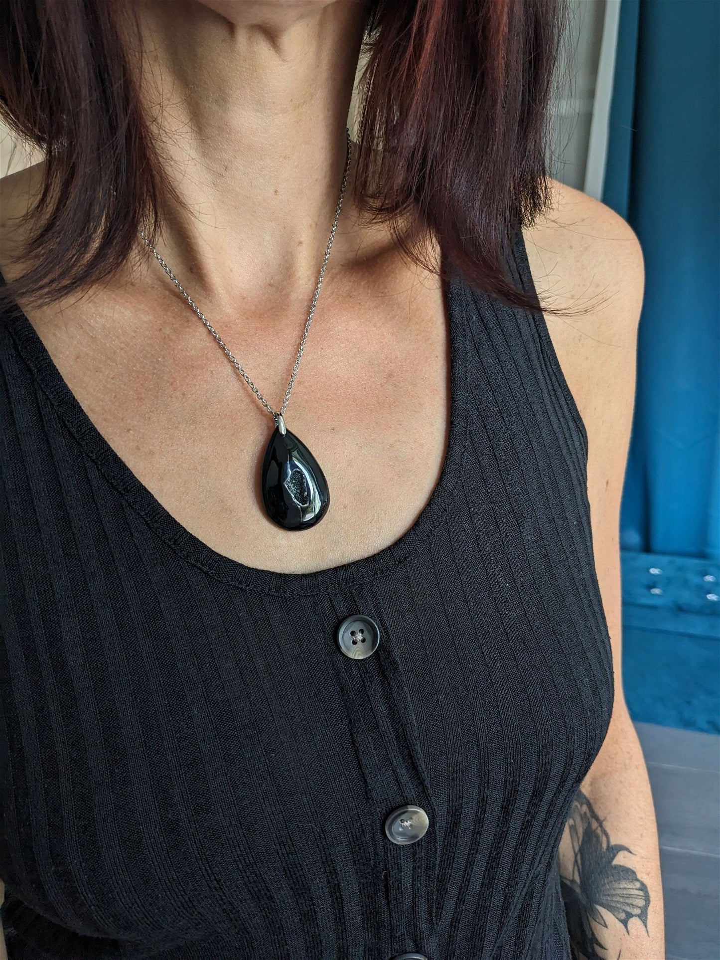 Collier agate noire - Aurore Lune