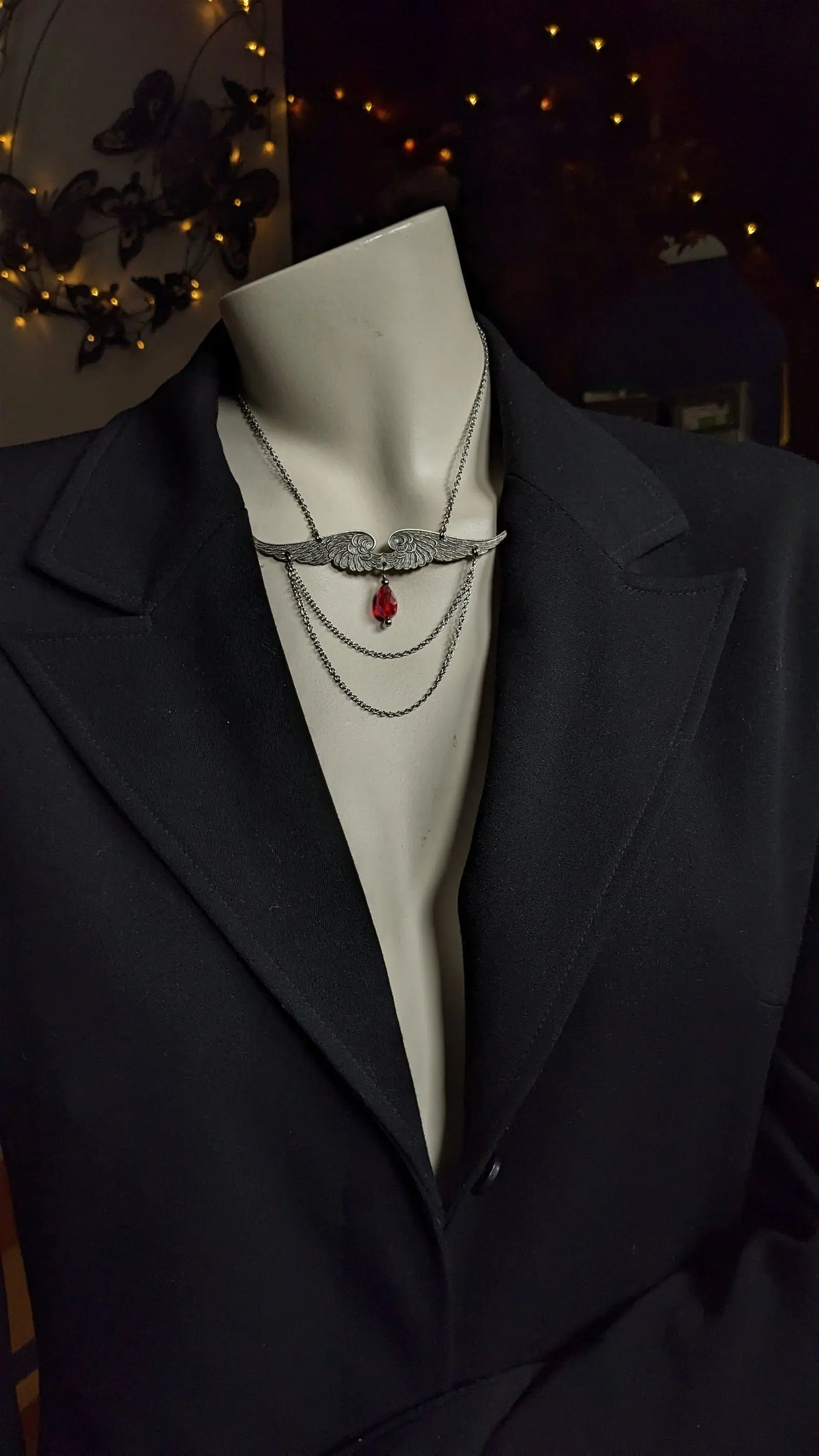 Collier ailes et chaînettes - Aurore Lune