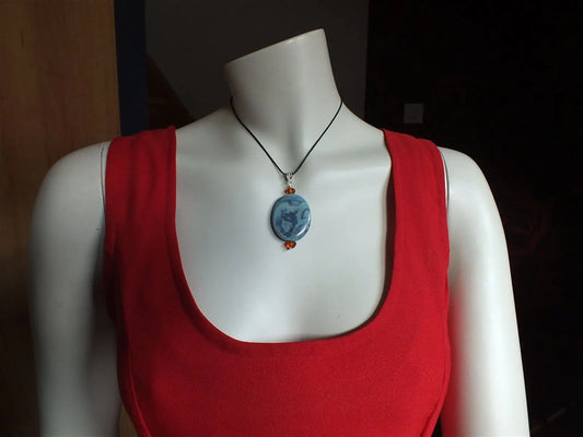 Collier ambre et pierre fantaisie - Aurore Lune