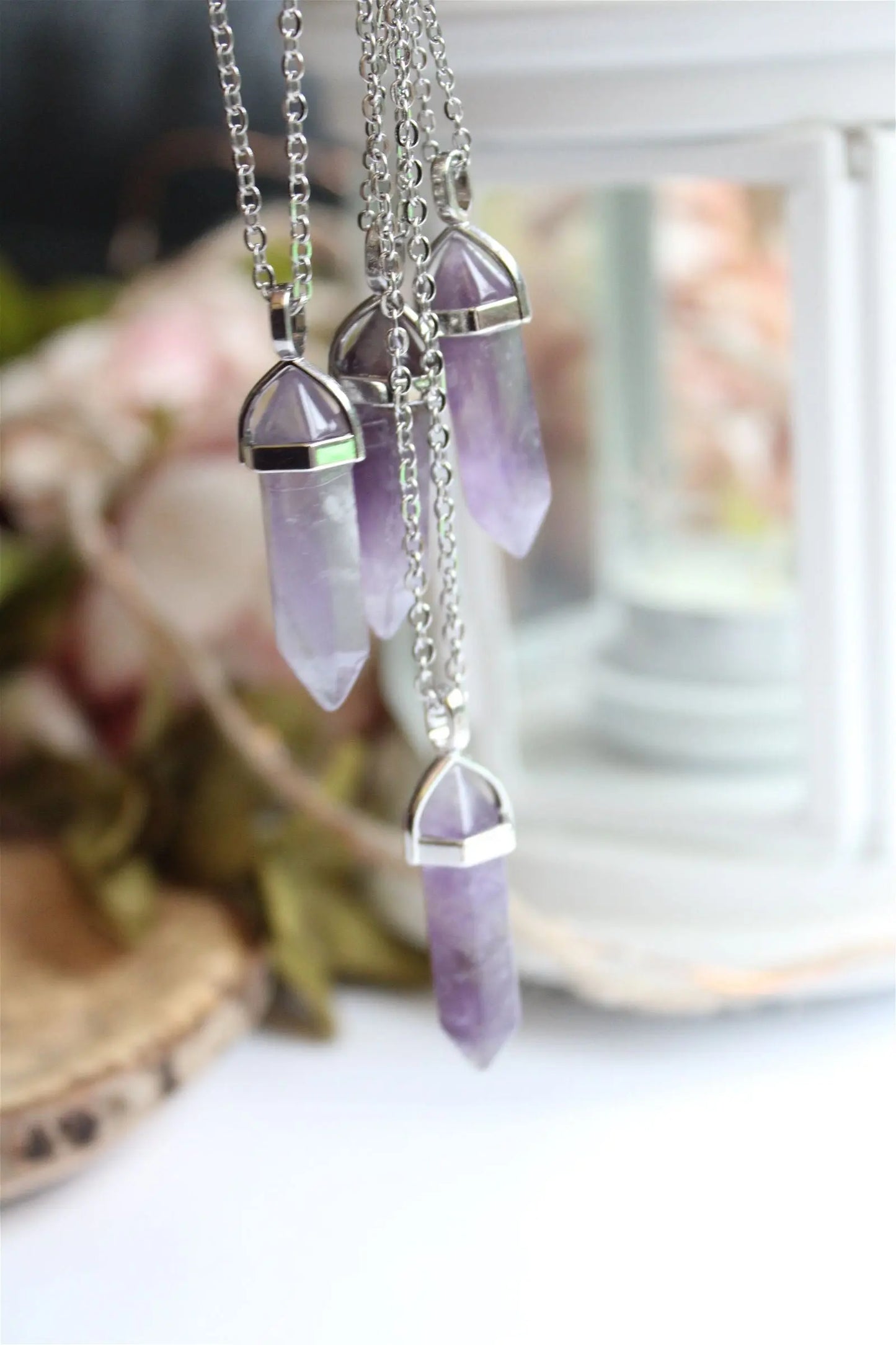 Collier améthyste en forme de pendule - Aurore Lune