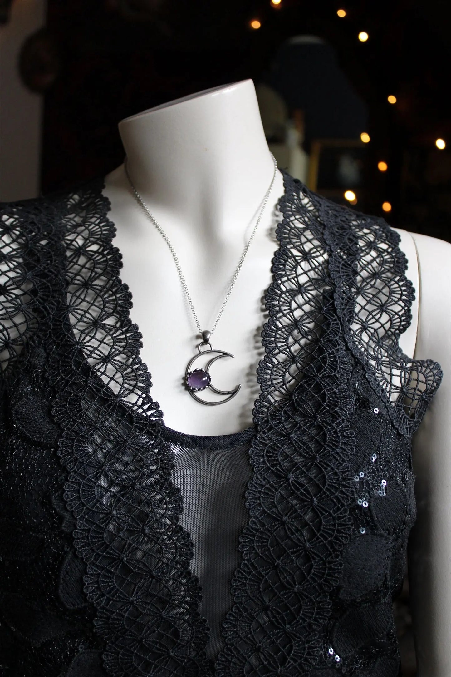 Collier améthyste et Lune - Aurore Lune