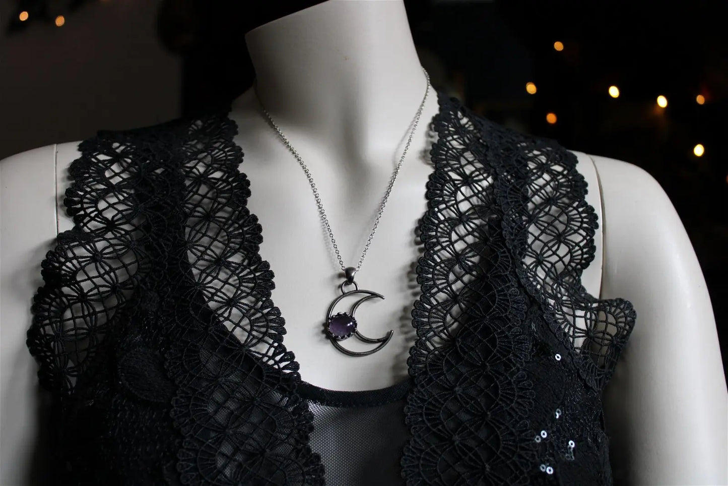 Collier améthyste et Lune - Aurore Lune