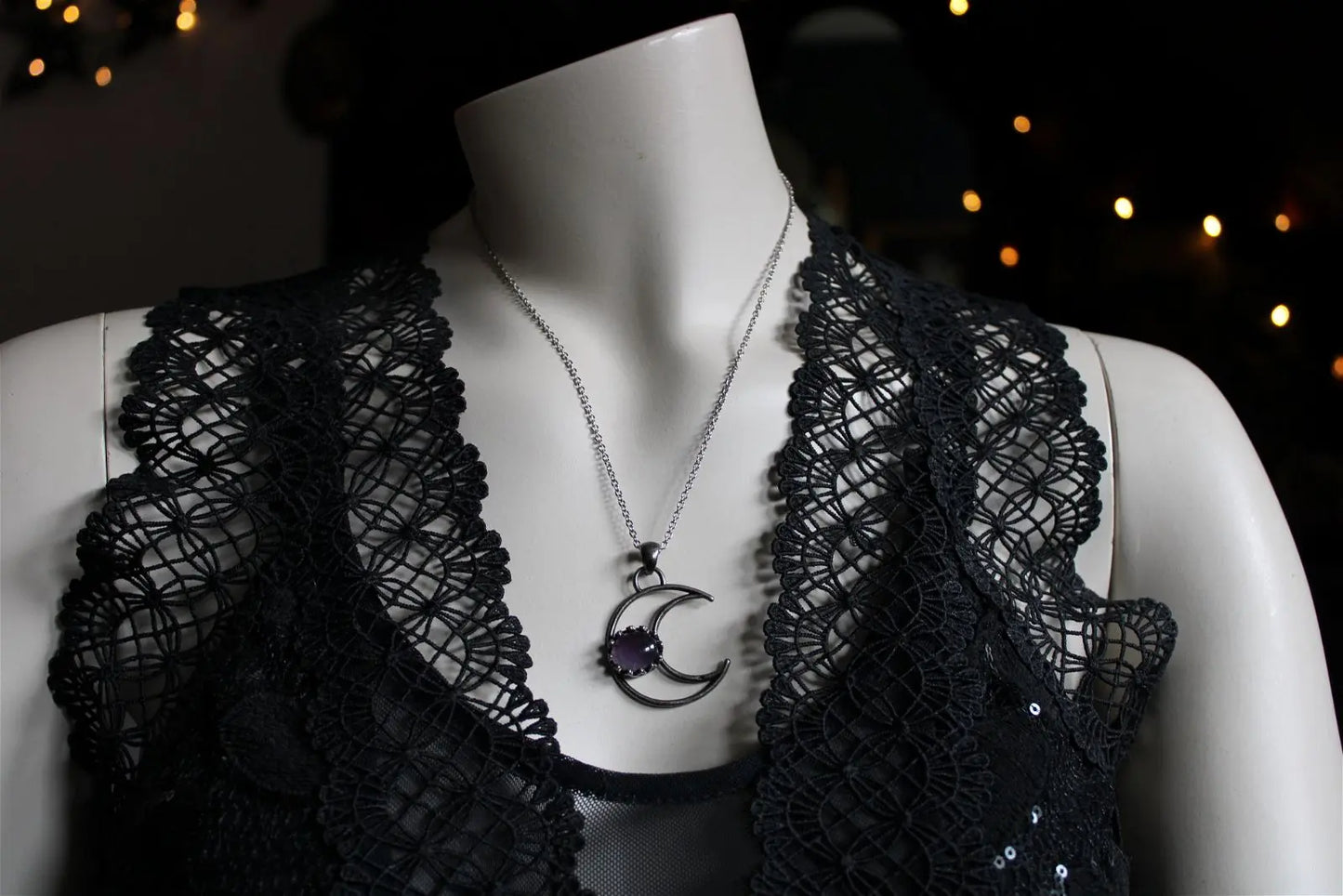 Collier améthyste et Lune - Aurore Lune