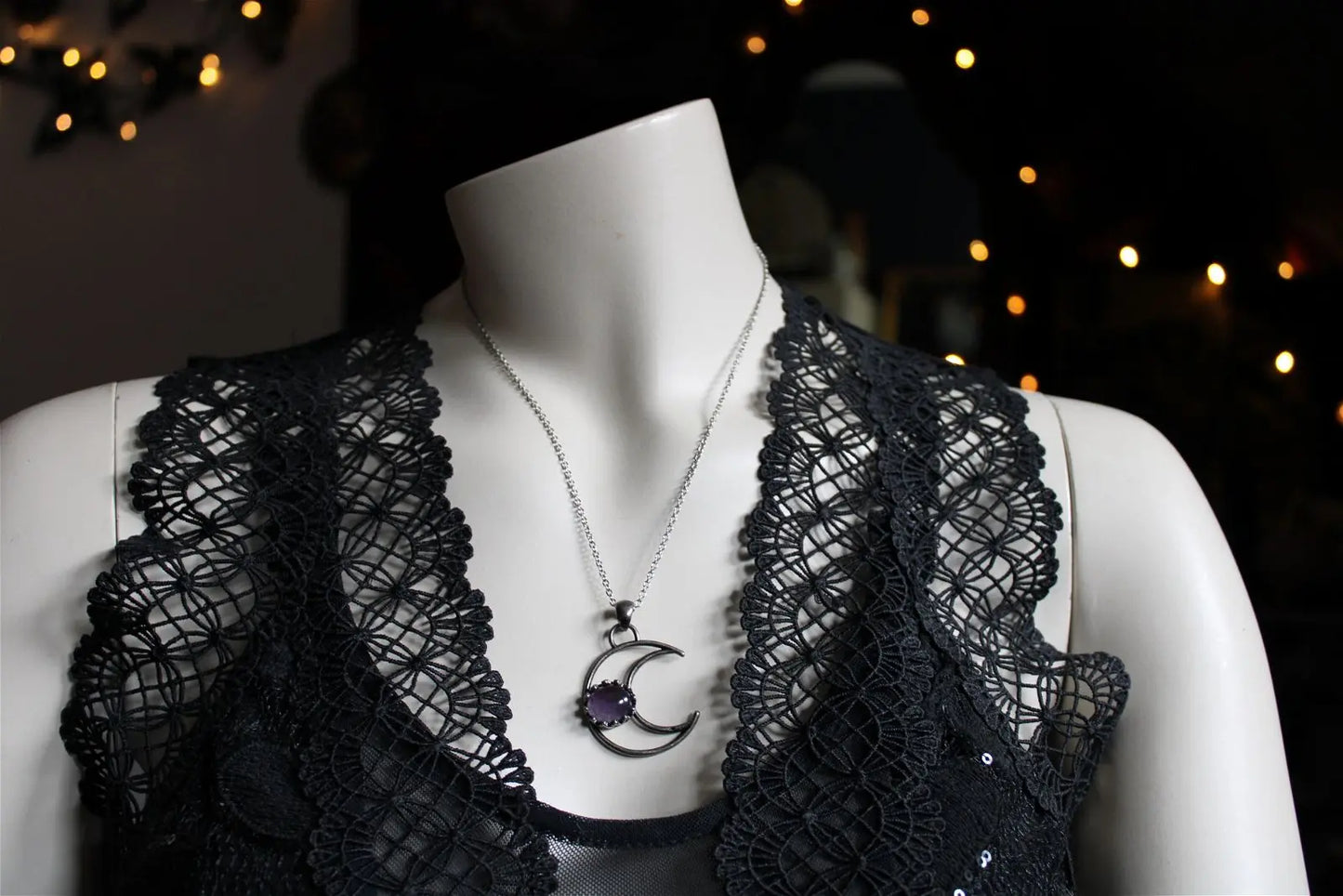 Collier améthyste et Lune - Aurore Lune