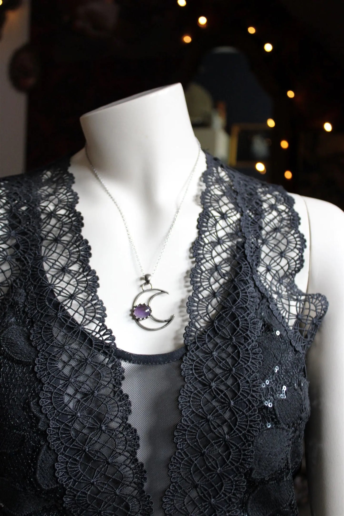 Collier améthyste et Lune - Aurore Lune