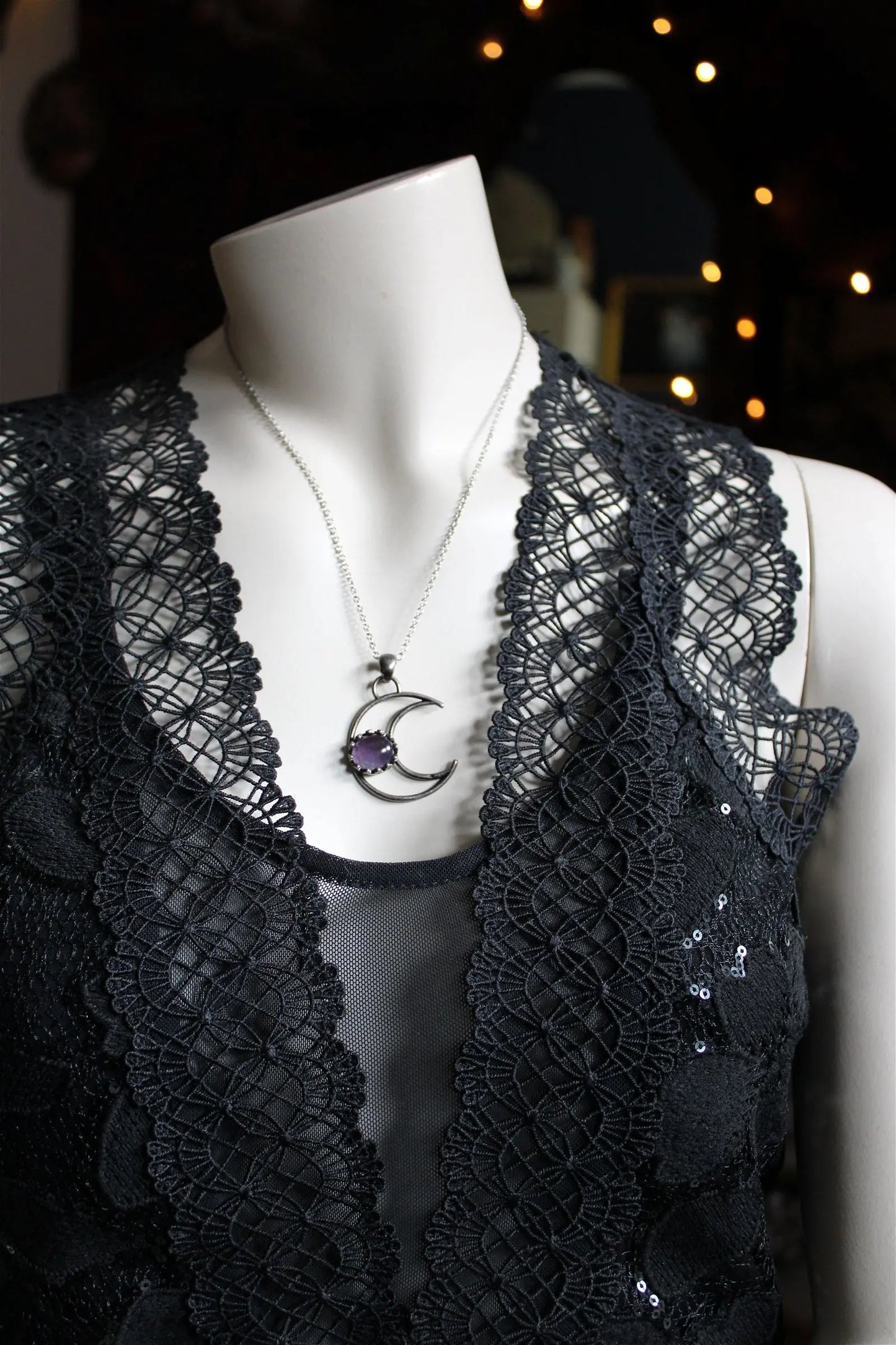 Collier améthyste et Lune - Aurore Lune
