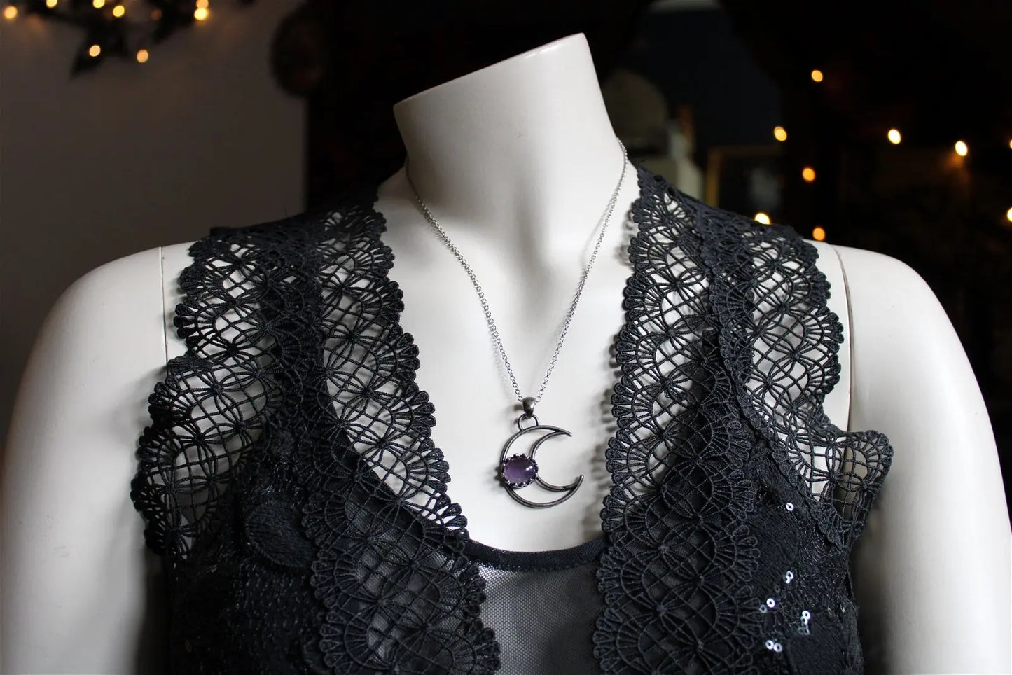 Collier améthyste et Lune - Aurore Lune