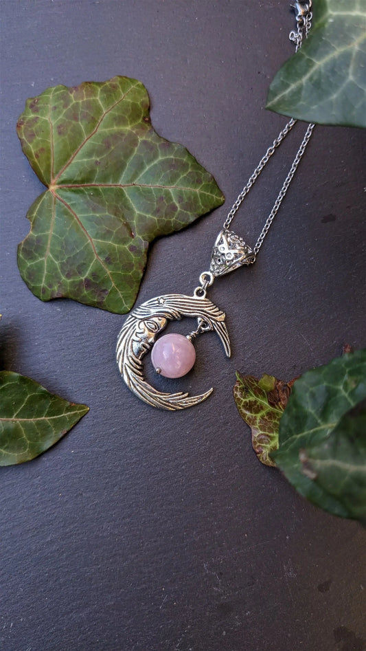 Collier avec kunzite et lune - Aurore Lune