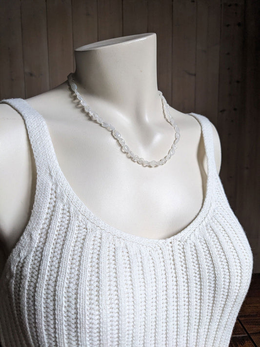 Collier avec labradorite blanche pierre de lune arc-en-ciel - Aurore Lune