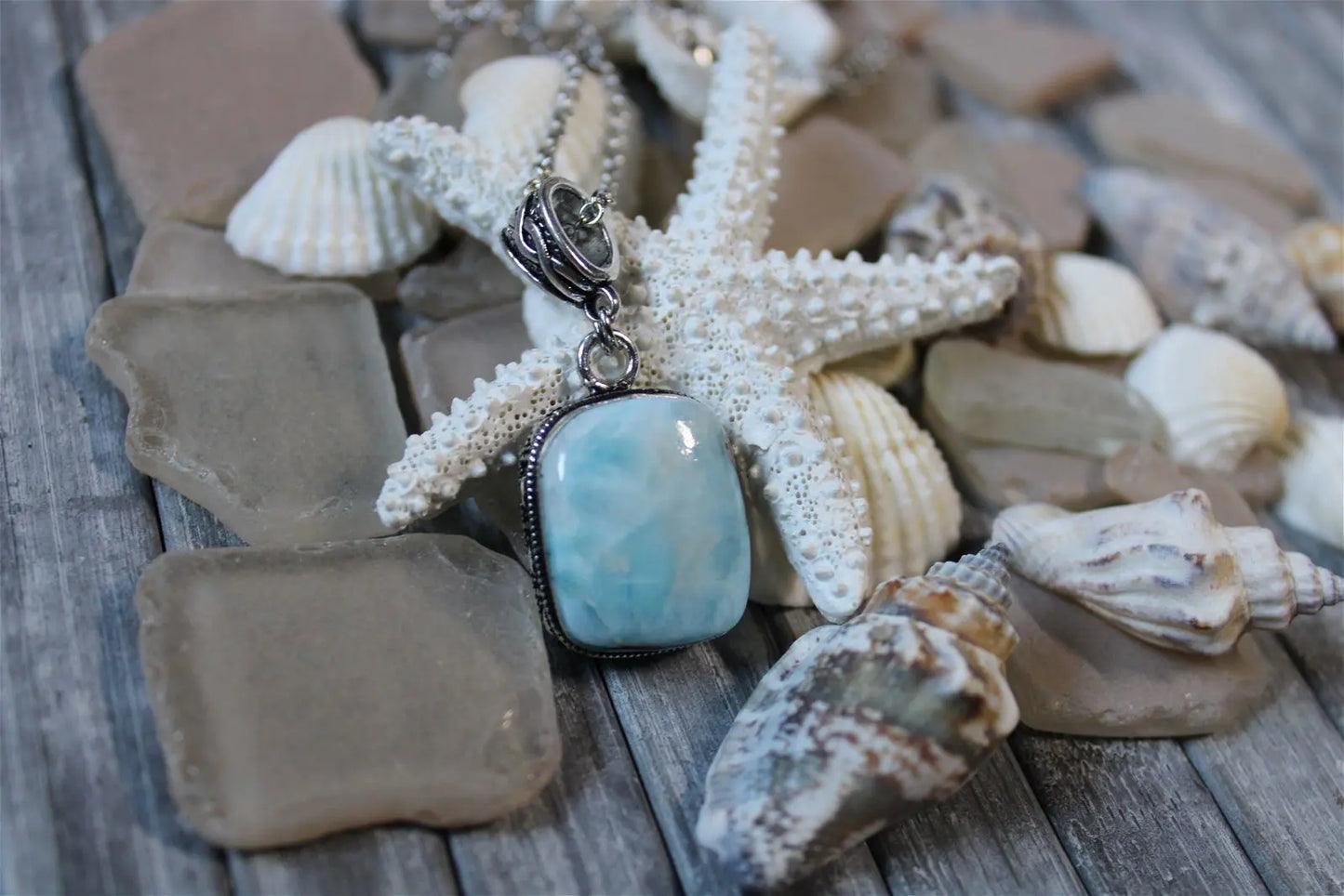 Collier avec larimar - Aurore Lune