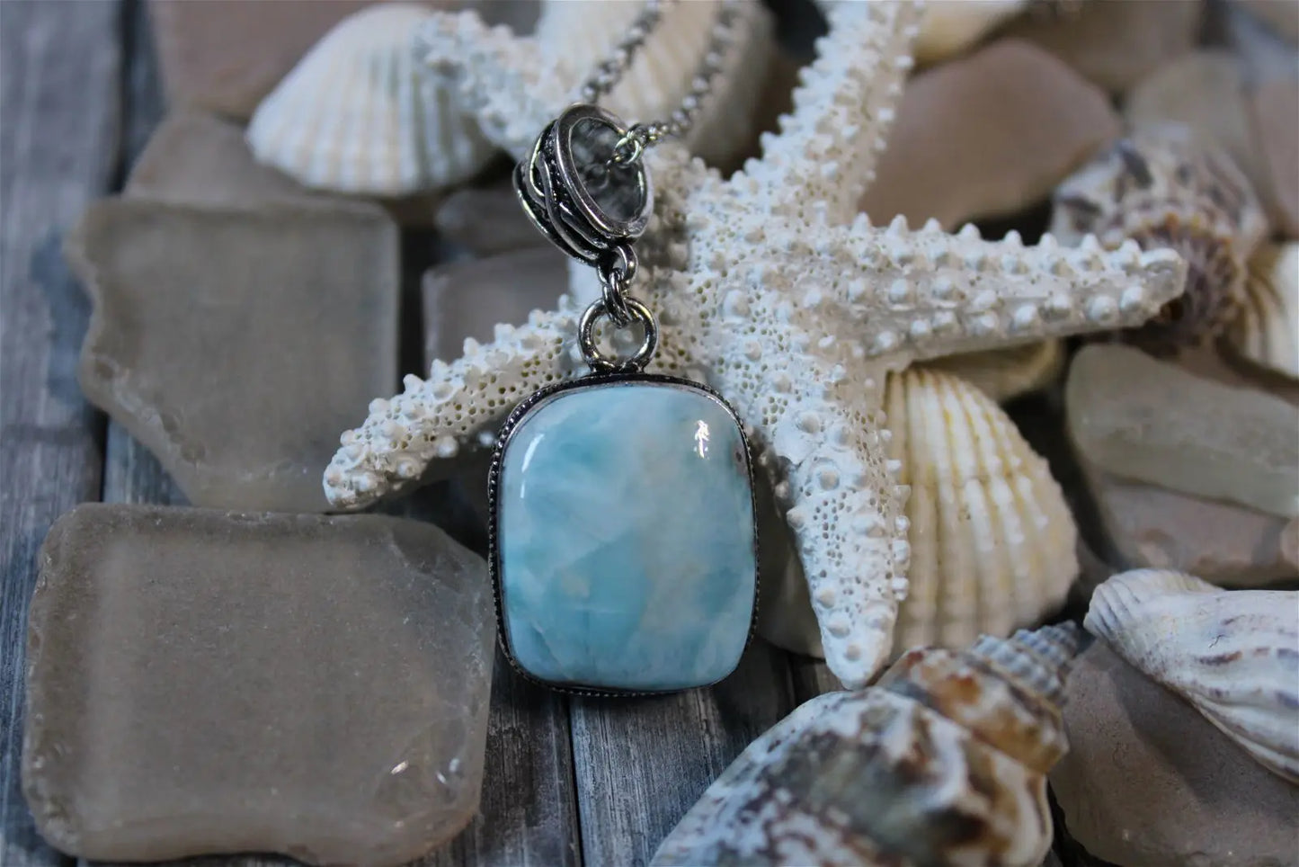 Collier avec larimar - Aurore Lune