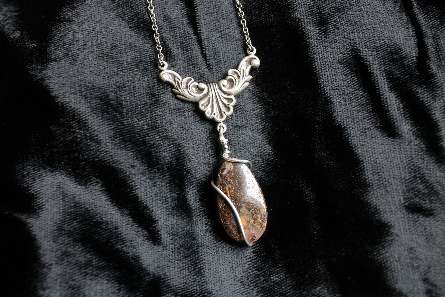 Collier avec opale boulder * River * - Aurore Lune