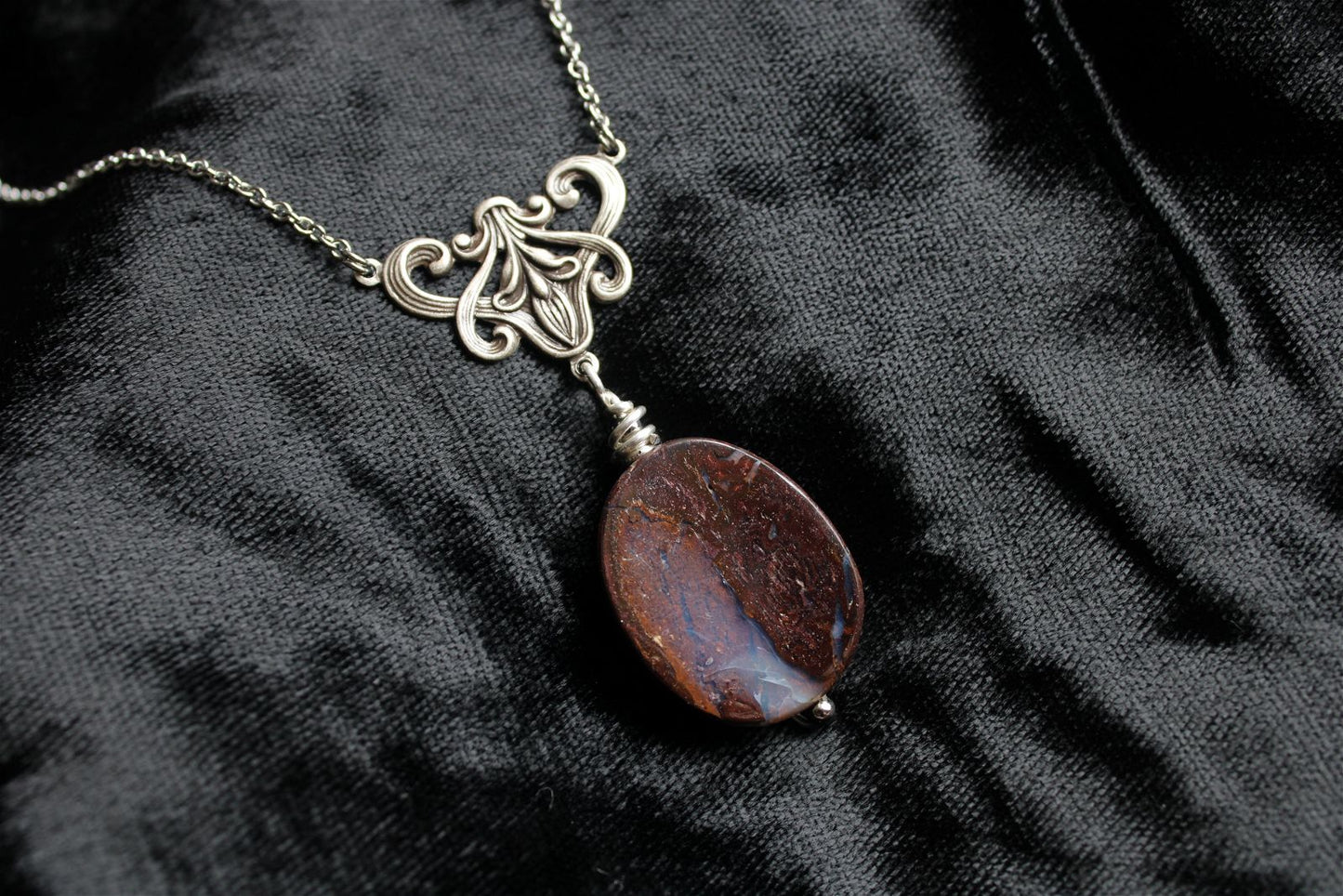 Collier avec opale boulder * Voie Lactée * - Aurore Lune