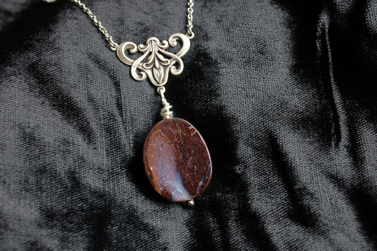 Collier avec opale boulder * Voie Lactée * - Aurore Lune