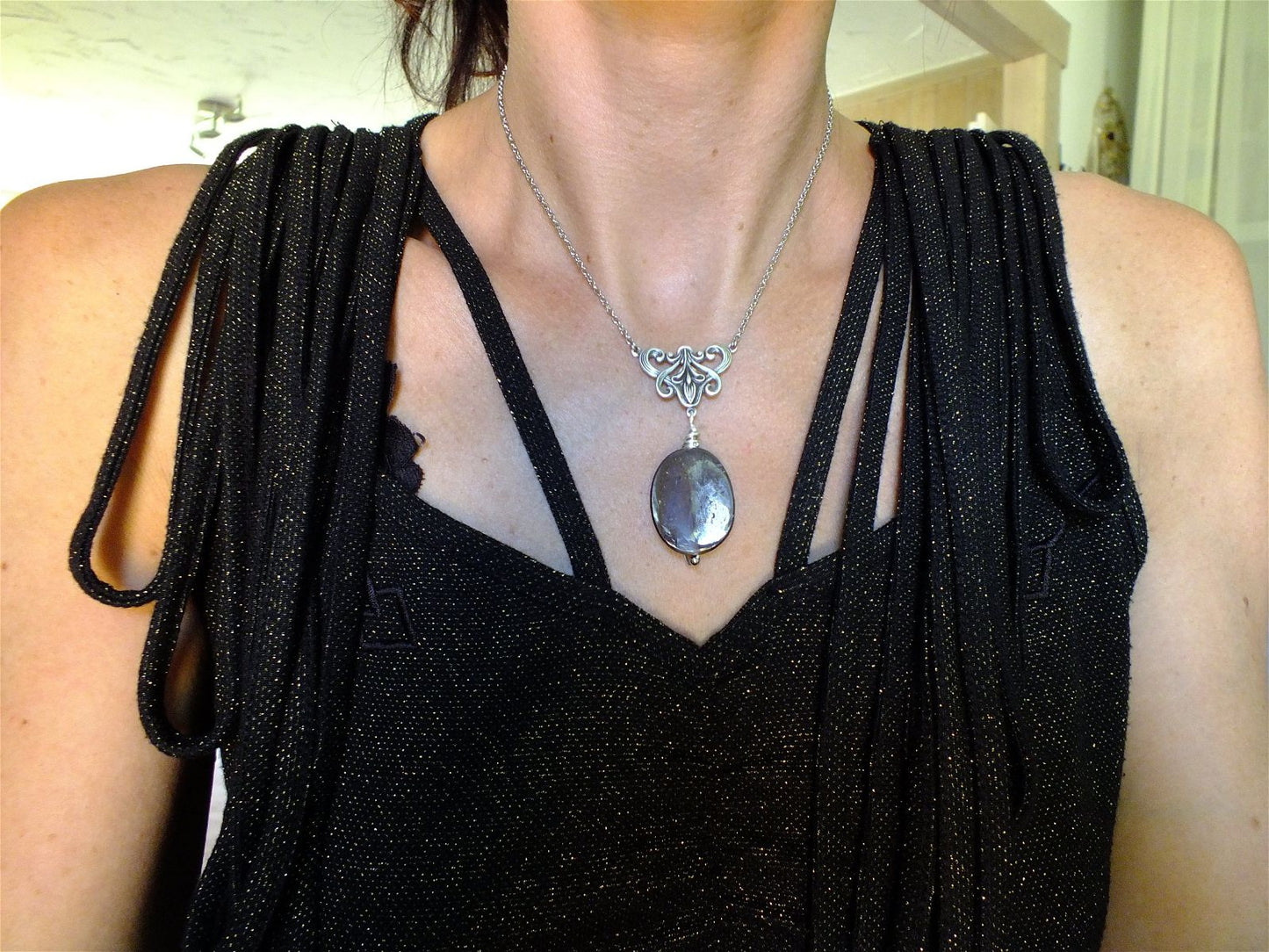 Collier avec opale boulder * Voie Lactée * - Aurore Lune