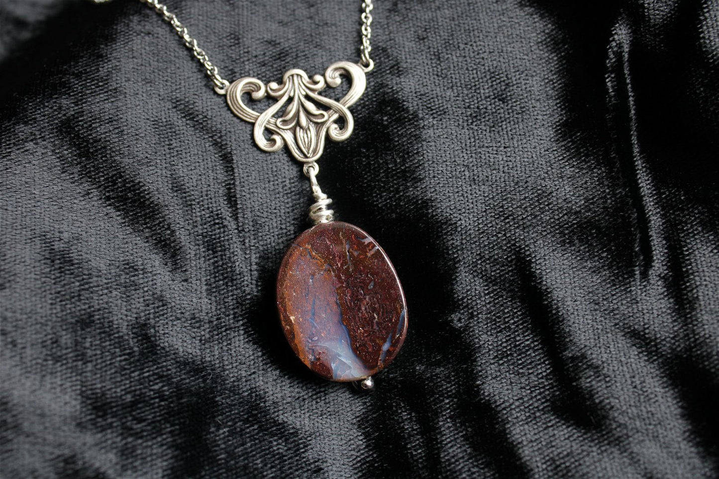 Collier avec opale boulder * Voie Lactée * - Aurore Lune
