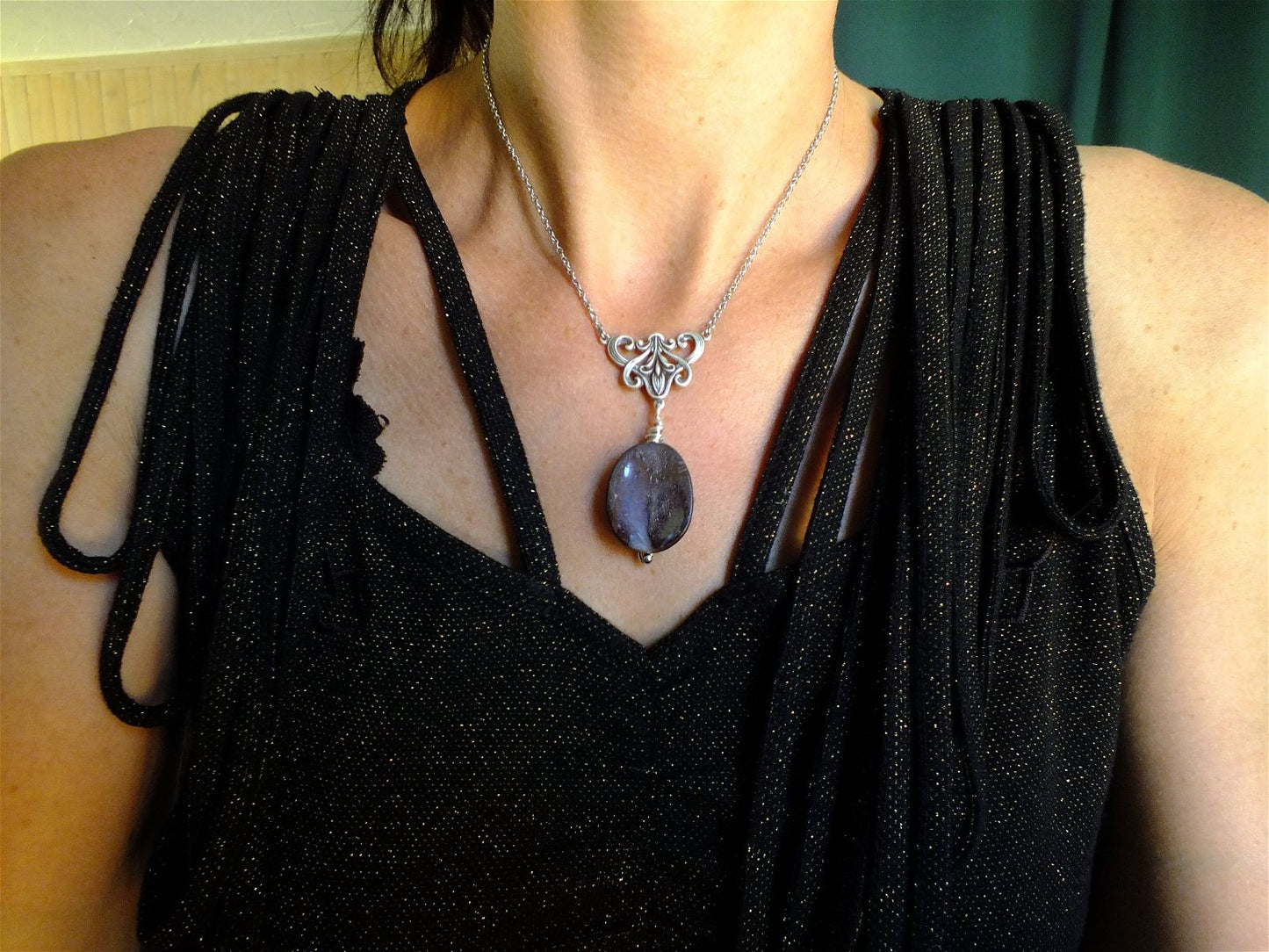 Collier avec opale boulder * Voie Lactée * - Aurore Lune