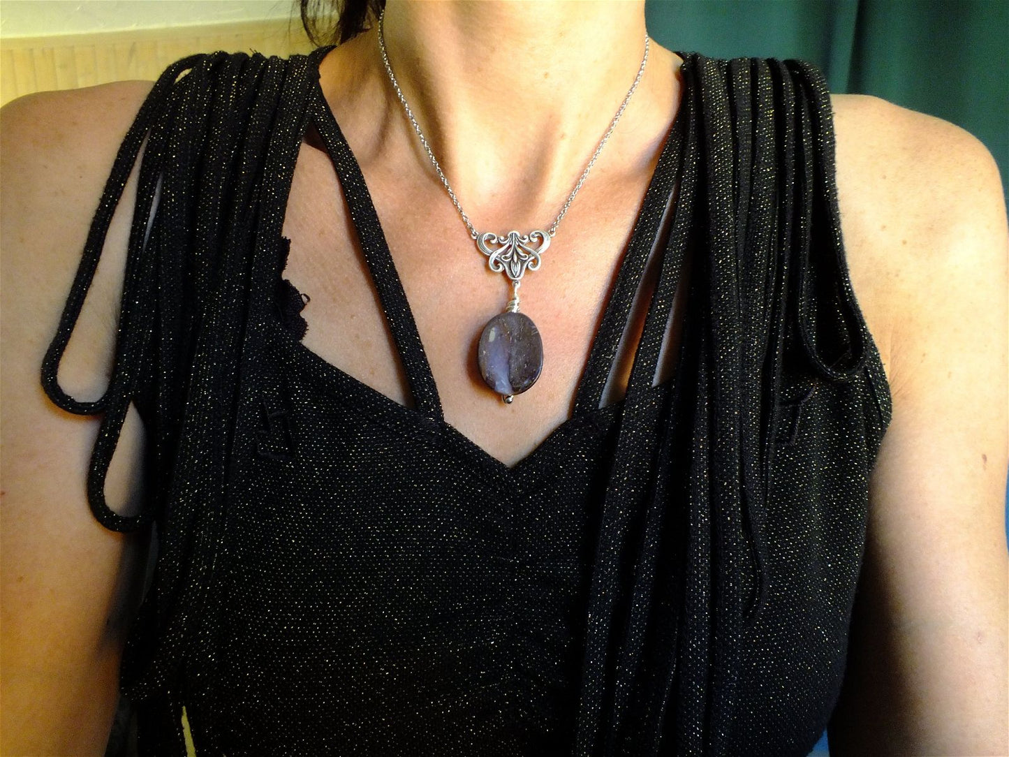 Collier avec opale boulder * Voie Lactée * - Aurore Lune
