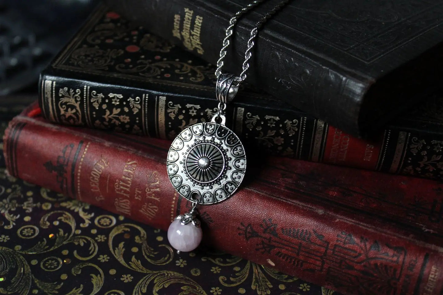 Collier avec perle de kunzite - - Aurore Lune
