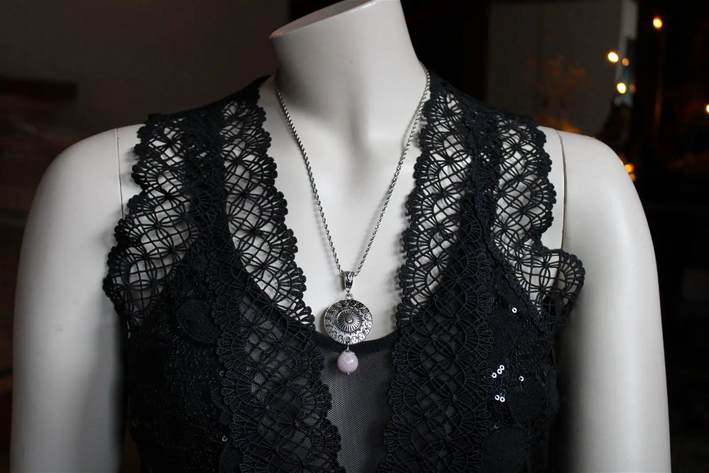 Collier avec perle de kunzite - - Aurore Lune