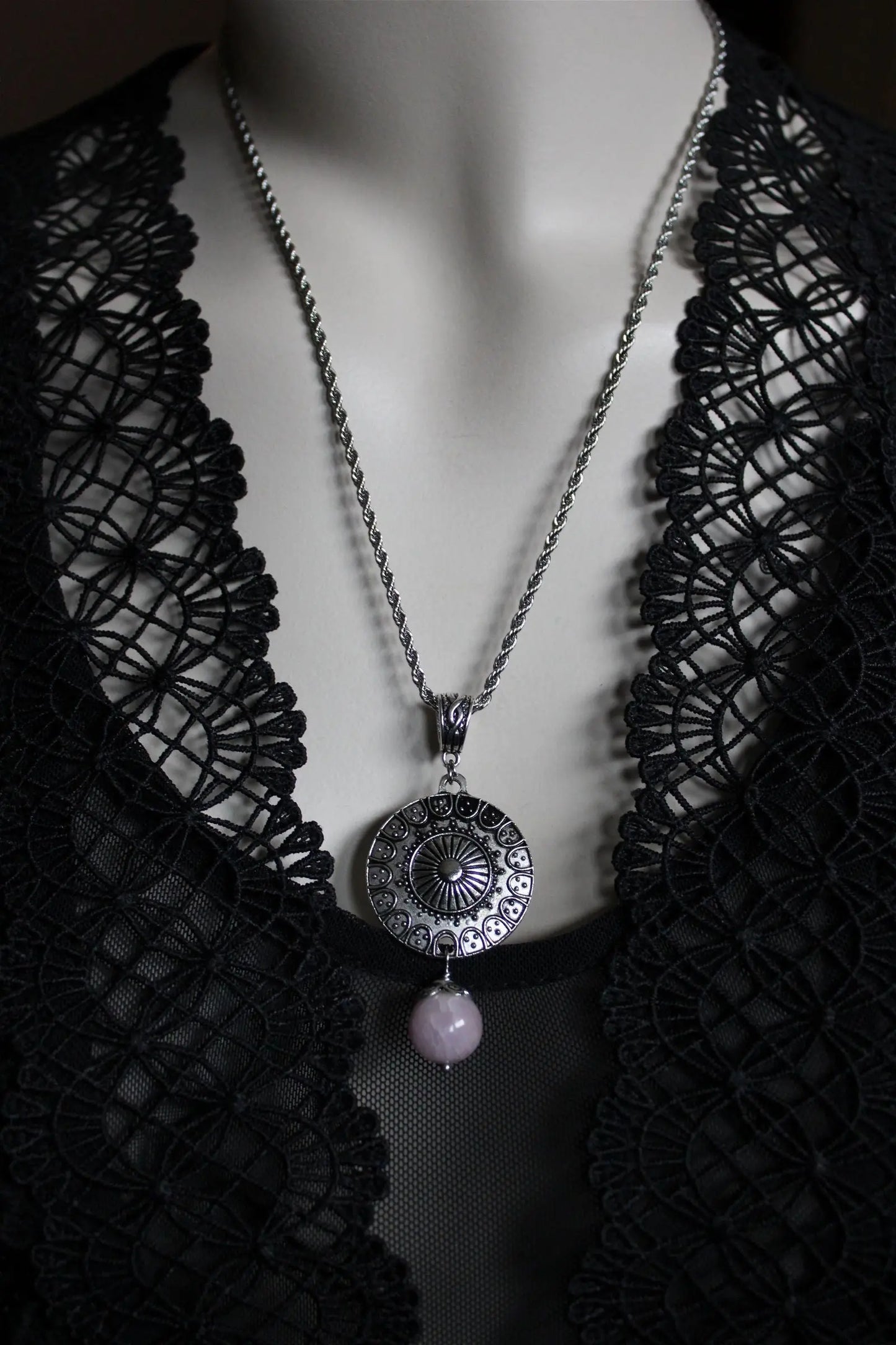 Collier avec perle de kunzite - - Aurore Lune