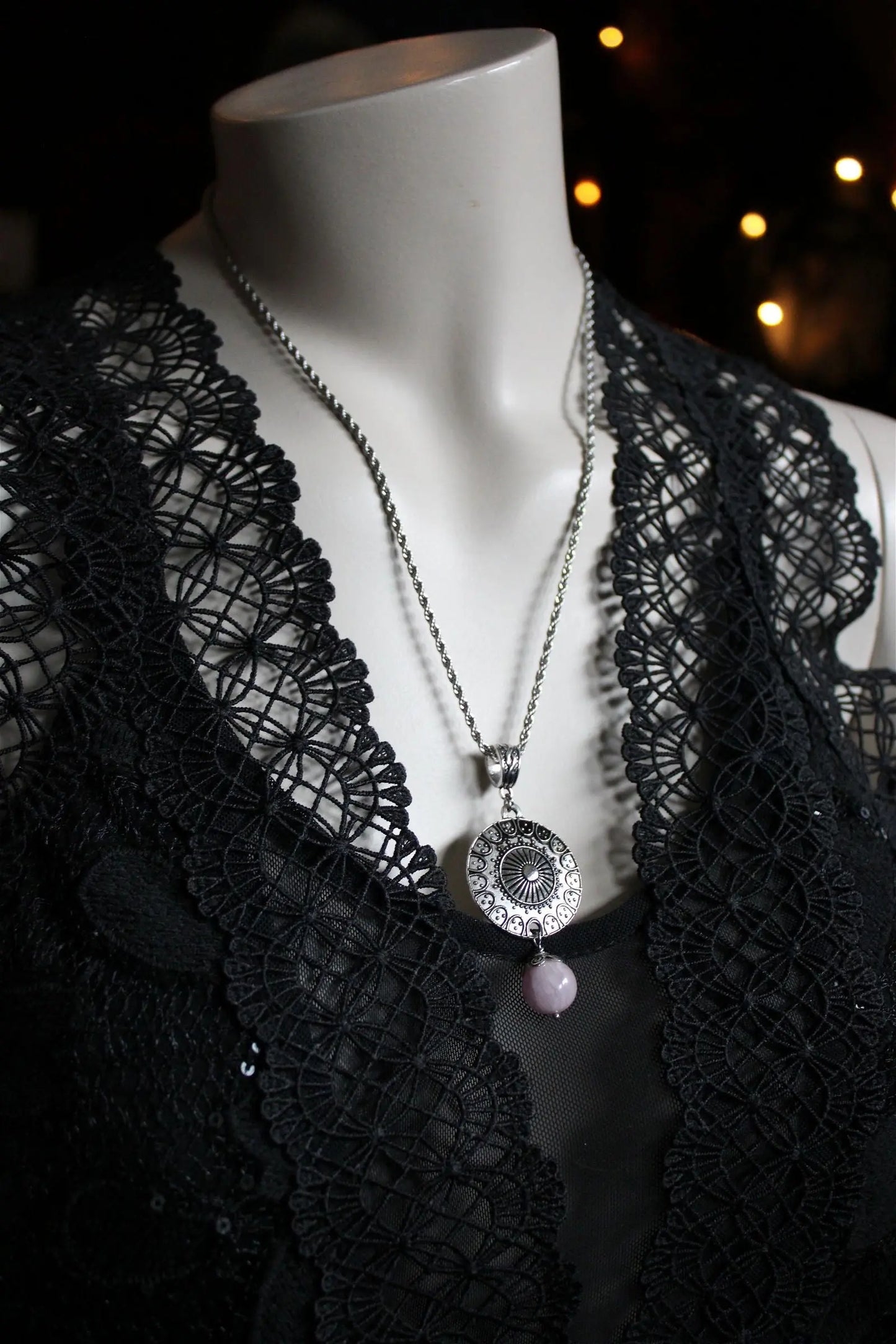 Collier avec perle de kunzite - - Aurore Lune