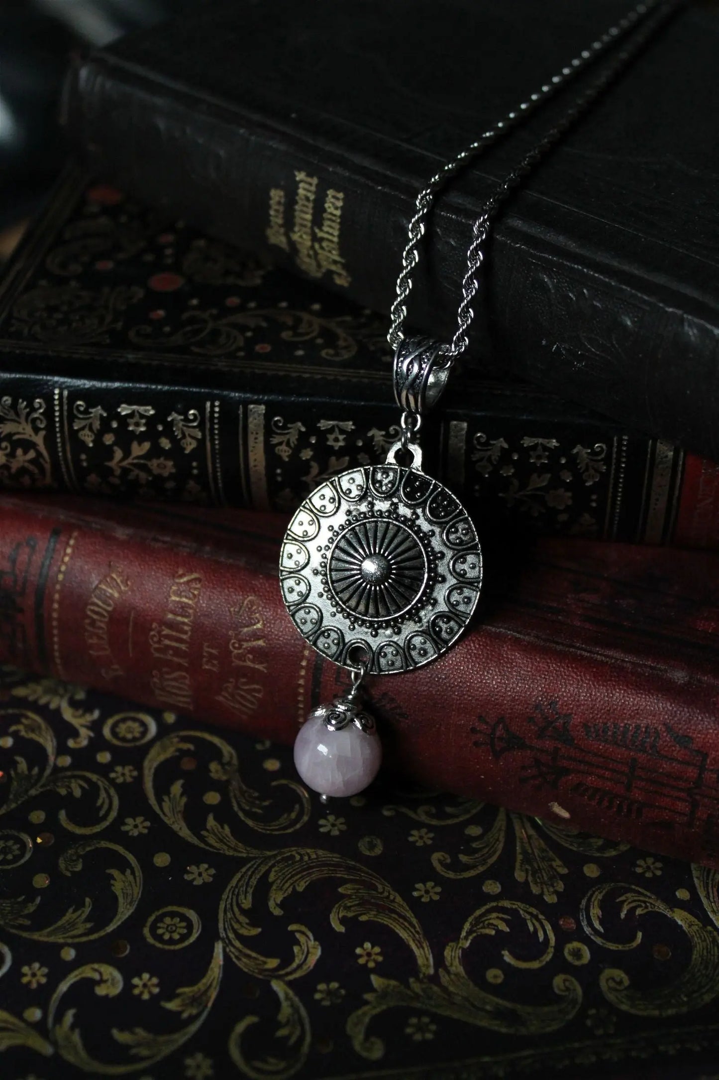 Collier avec perle de kunzite - - Aurore Lune